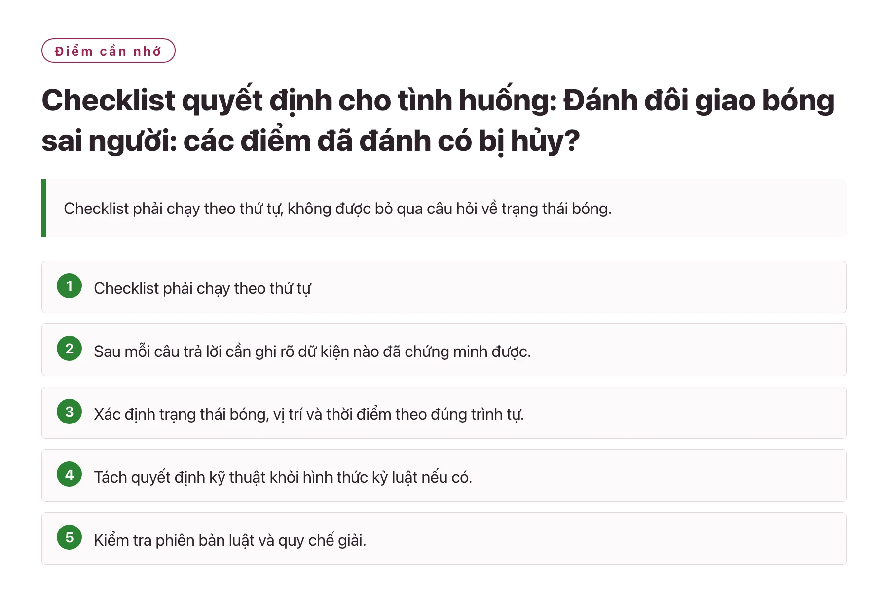 Checklist quyết định cho tình huống: Đánh đôi giao bóng sai người: các điểm đã đánh có bị hủy?——全文要点速览